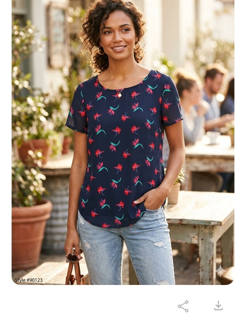 Simply Styled Black Floral Short-Sleeve Blouse